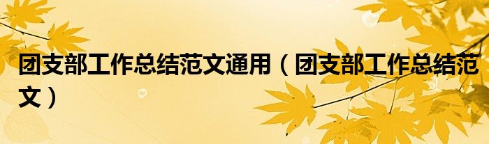 團(tuán)支部工作總結(jié)范文通用（團(tuán)支部工作總結(jié)范文）