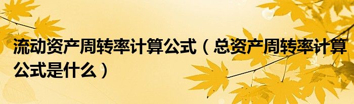 流動資產(chǎn)周轉(zhuǎn)率計算公式（總資產(chǎn)周轉(zhuǎn)率計算公式是什么）