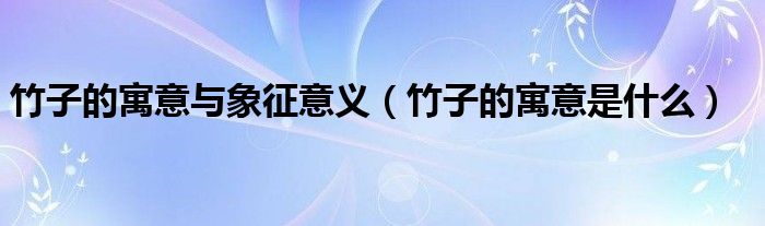 竹子的寓意與象征意義（竹子的寓意是什么）