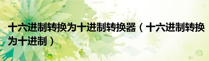十六進(jìn)制轉(zhuǎn)換為十進(jìn)制轉(zhuǎn)換器（十六進(jìn)制轉(zhuǎn)換為十進(jìn)制）