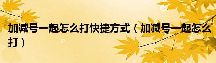 加減號一起怎么打快捷方式（加減號一起怎么打）