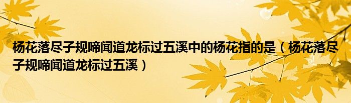 楊花落盡子規(guī)啼聞道龍標(biāo)過五溪中的楊花指的是（楊花落盡子規(guī)啼聞道龍標(biāo)過五溪）