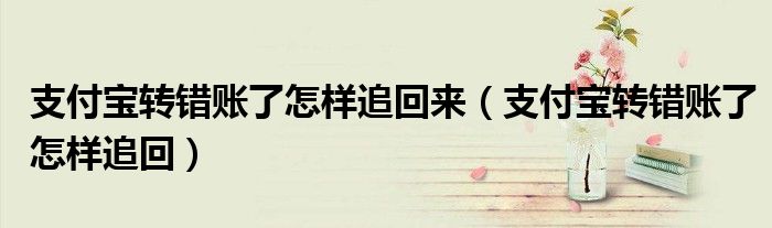 支付寶轉(zhuǎn)錯賬了怎樣追回來（支付寶轉(zhuǎn)錯賬了怎樣追回）