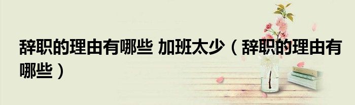 辭職的理由有哪些 加班太少（辭職的理由有哪些）