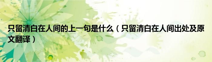 只留清白在人間的上一句是什么（只留清白在人間出處及原文翻譯）