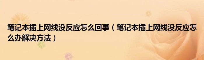 筆記本插上網(wǎng)線沒反應怎么回事（筆記本插上網(wǎng)線沒反應怎么辦解決方法）