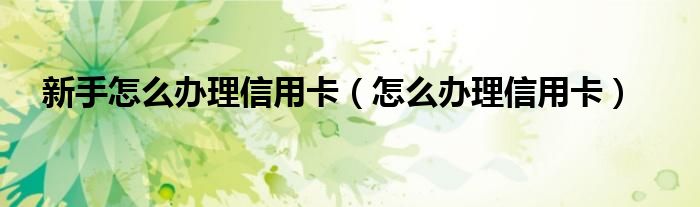 新手怎么辦理信用卡（怎么辦理信用卡）
