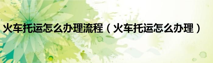 火車托運怎么辦理流程（火車托運怎么辦理）