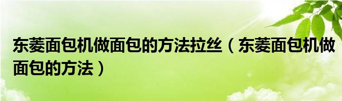 東菱面包機做面包的方法拉絲（東菱面包機做面包的方法）