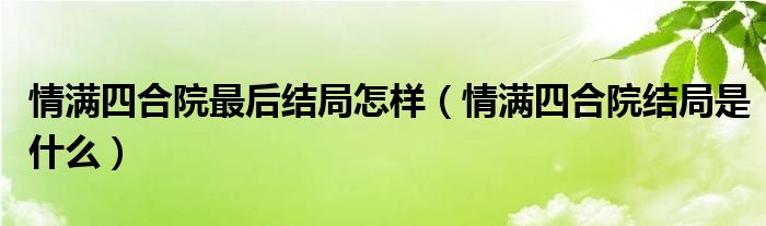 情滿四合院最后結(jié)局怎樣（情滿四合院結(jié)局是什么）