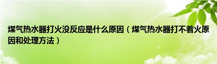 煤氣熱水器打火沒反應(yīng)是什么原因（煤氣熱水器打不著火原因和處理方法）