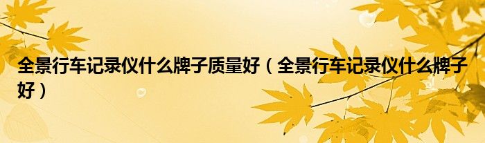 全景行車記錄儀什么牌子質(zhì)量好（全景行車記錄儀什么牌子好）