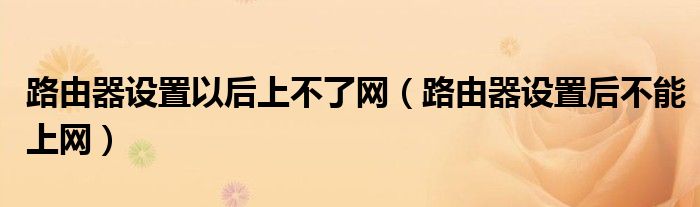 路由器設置以后上不了網(wǎng)（路由器設置后不能上網(wǎng)）