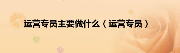 運(yùn)營(yíng)專員主要做什么（運(yùn)營(yíng)專員）