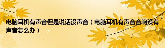 電腦耳機有聲音但是說話沒聲音（電腦耳機有聲音音響沒有聲音怎么辦）