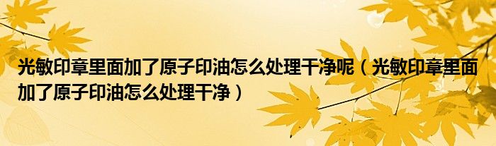 光敏印章里面加了原子印油怎么處理干凈呢（光敏印章里面加了原子印油怎么處理干凈）