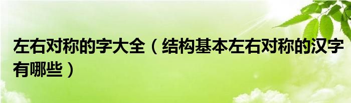 左右對稱的字大全（結(jié)構(gòu)基本左右對稱的漢字有哪些）