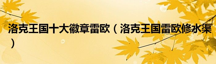 洛克王國十大徽章雷歐（洛克王國雷歐修水渠）