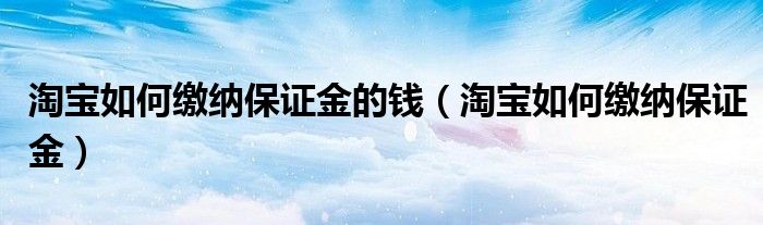 淘寶如何繳納保證金的錢(qián)（淘寶如何繳納保證金）