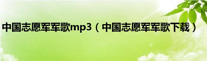 中國(guó)志愿軍軍歌mp3（中國(guó)志愿軍軍歌下載）