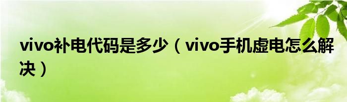 vivo補(bǔ)電代碼是多少（vivo手機(jī)虛電怎么解決）