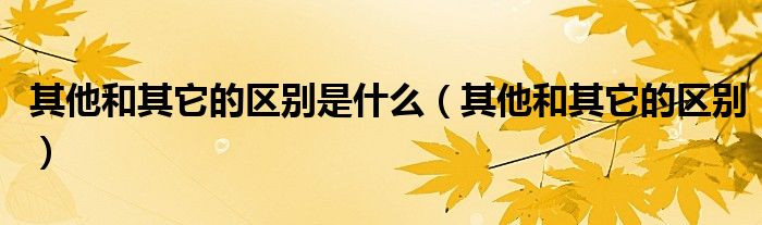 其他和其它的區(qū)別是什么（其他和其它的區(qū)別）