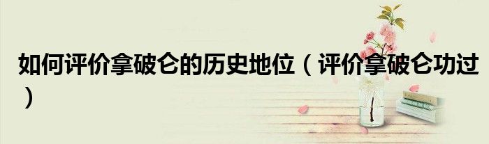 如何評(píng)價(jià)拿破侖的歷史地位（評(píng)價(jià)拿破侖功過(guò)）