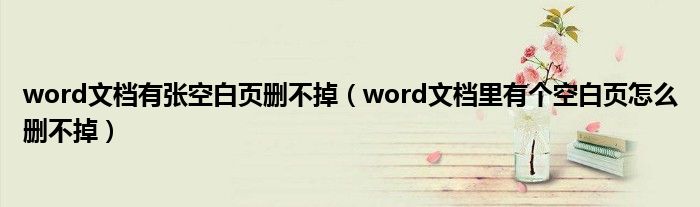word文檔有張空白頁刪不掉（word文檔里有個空白頁怎么刪不掉）