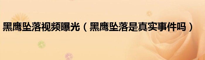 黑鷹墜落視頻曝光（黑鷹墜落是真實(shí)事件嗎）