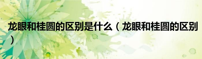 龍眼和桂圓的區(qū)別是什么（龍眼和桂圓的區(qū)別）