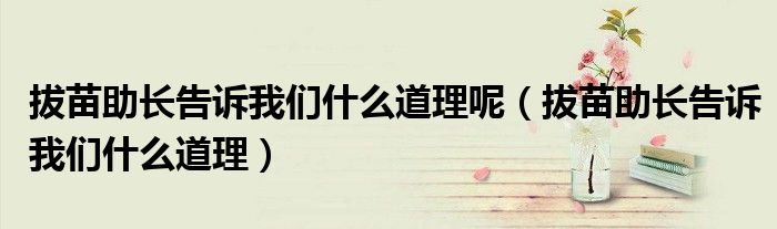 拔苗助長告訴我們什么道理呢（拔苗助長告訴我們什么道理）