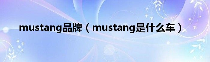 mustang品牌（mustang是什么車）
