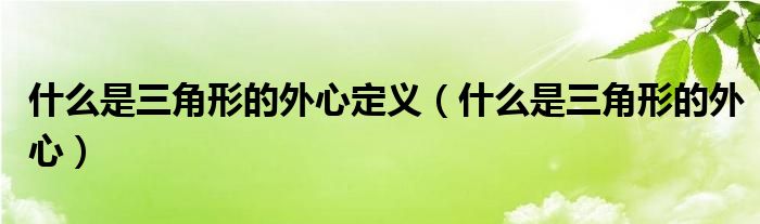 什么是三角形的外心定義（什么是三角形的外心）
