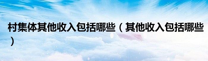 村集體其他收入包括哪些（其他收入包括哪些）