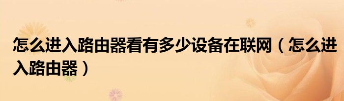 怎么進(jìn)入路由器看有多少設(shè)備在聯(lián)網(wǎng)（怎么進(jìn)入路由器）