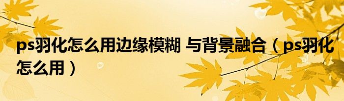 ps羽化怎么用邊緣模糊 與背景融合（ps羽化怎么用）
