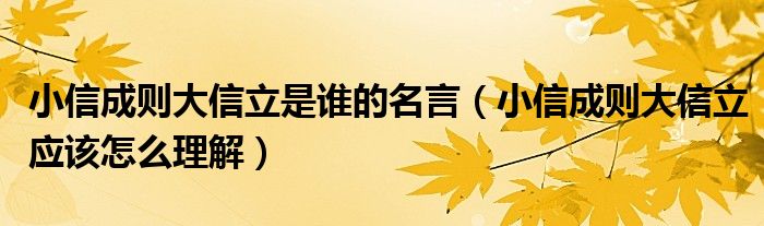 小信成則大信立是誰的名言（小信成則大信立應(yīng)該怎么理解）