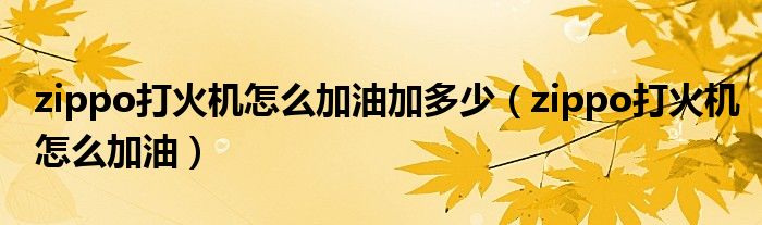 zippo打火機怎么加油加多少（zippo打火機怎么加油）