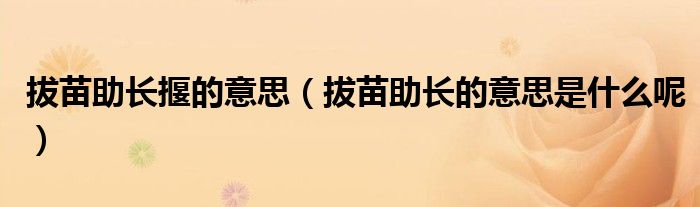 拔苗助長揠的意思（拔苗助長的意思是什么呢）