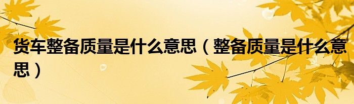 貨車整備質量是什么意思（整備質量是什么意思）