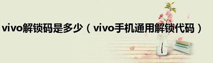 vivo解鎖碼是多少（vivo手機(jī)通用解鎖代碼）