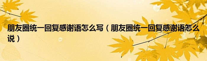 朋友圈統(tǒng)一回復(fù)感謝語(yǔ)怎么寫(xiě)（朋友圈統(tǒng)一回復(fù)感謝語(yǔ)怎么說(shuō)）