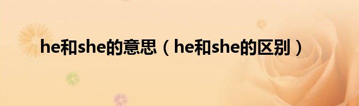 he和she的意思（he和she的區(qū)別）
