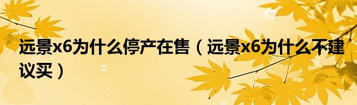 遠景x6為什么停產在售（遠景x6為什么不建議買）