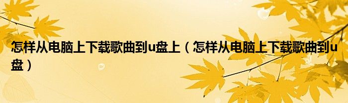 怎樣從電腦上下載歌曲到u盤上（怎樣從電腦上下載歌曲到u盤）