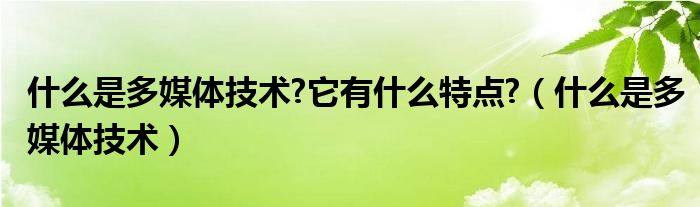 什么是多媒體技術(shù)?它有什么特點?（什么是多媒體技術(shù)）