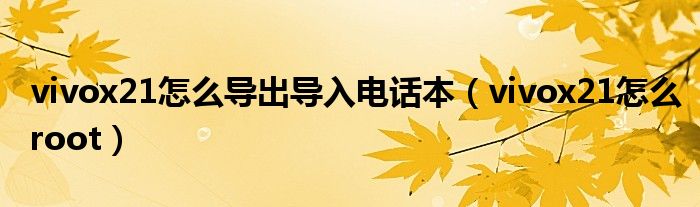 vivox21怎么導(dǎo)出導(dǎo)入電話本（vivox21怎么root）