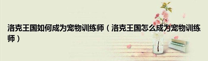 洛克王國如何成為寵物訓(xùn)練師（洛克王國怎么成為寵物訓(xùn)練師）
