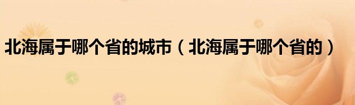 北海屬于哪個(gè)省的城市（北海屬于哪個(gè)省的）
