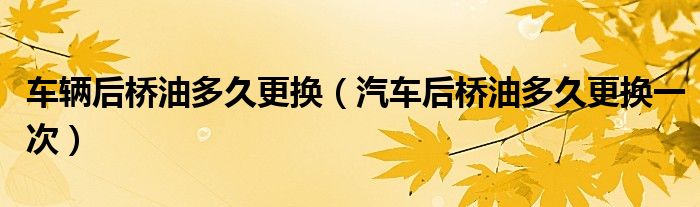 車輛后橋油多久更換（汽車后橋油多久更換一次）